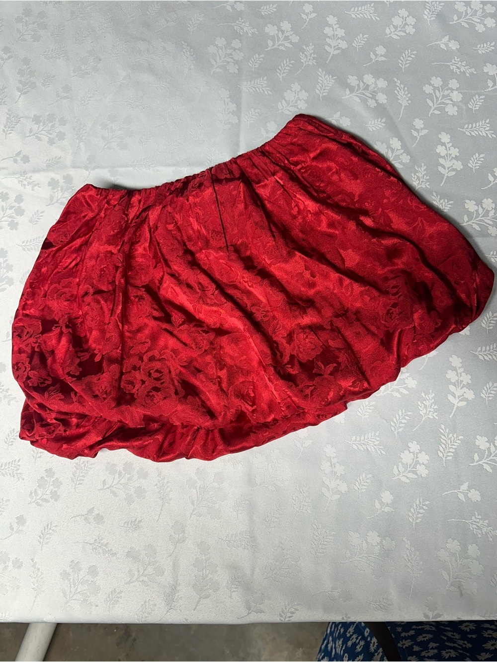 Red Floral Jacquard Bubble Skirt - girls S 6/7